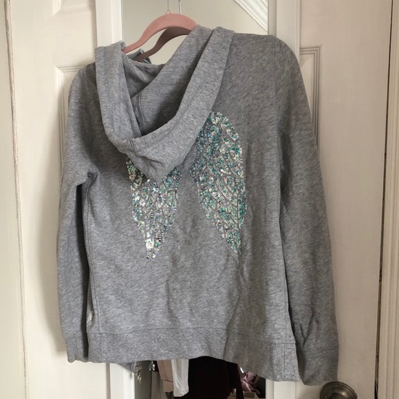 VS Grey Sequin Angel Hoodie